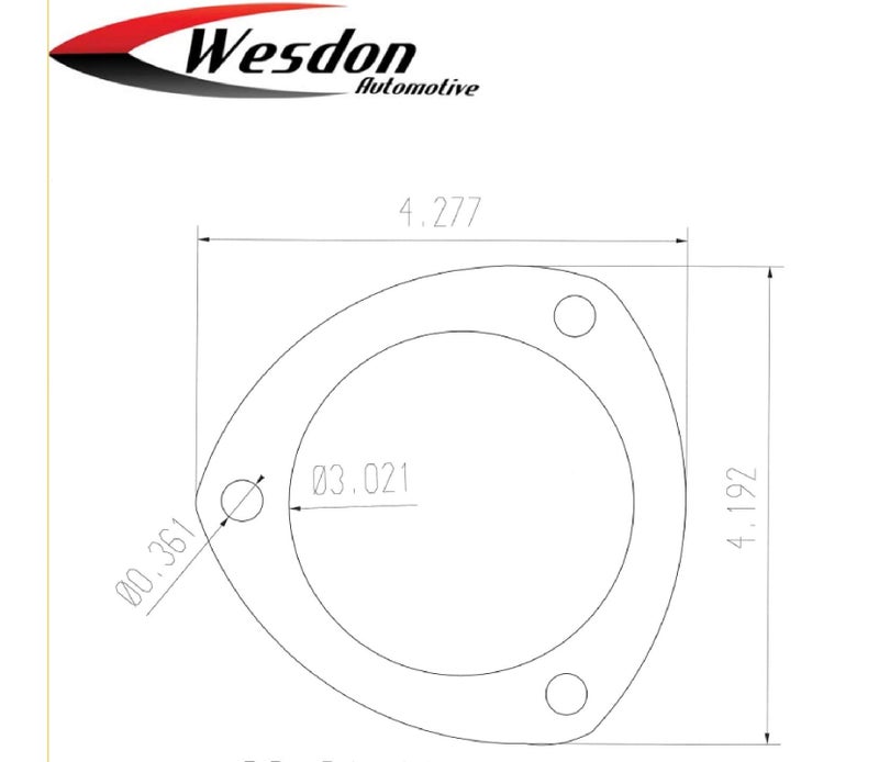 WESDON 3.00" Header Collector Flange Ring 3 Bolt 3/16" 304 Stainless Steel WHGK300 Wesdon Flange - Image 3